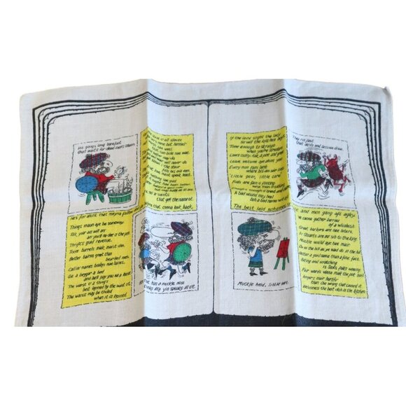 Tea Towel Souvenir Old Scottish Proverbs Tea Towel Linen Vintage - Picture 3 of 4